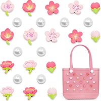 8 pink cherry blossoms 8 rose 8 pearls