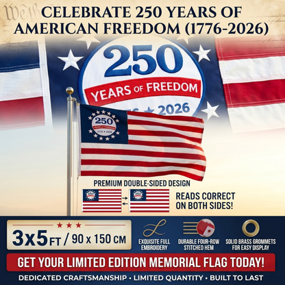 Last Day 51% OFF🔥250th Anniversary USA Commemorative Flag (3x5 Ft),Double-Sided Embroidered