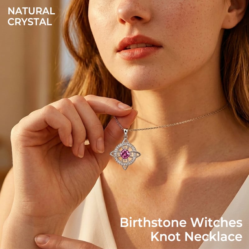 Mystical Birthstone Witches Knot Necklace – Natural Crystal🔮Protect Your Loved Ones💞
