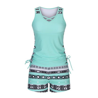 ⏰LAST DAY 60% OFF - Miraclesuit Women's Tummy Control Tankini Set with Built-In Bra – Flattering Boho Swimwear with Shorts🔥 Buy 2 Free Shipping