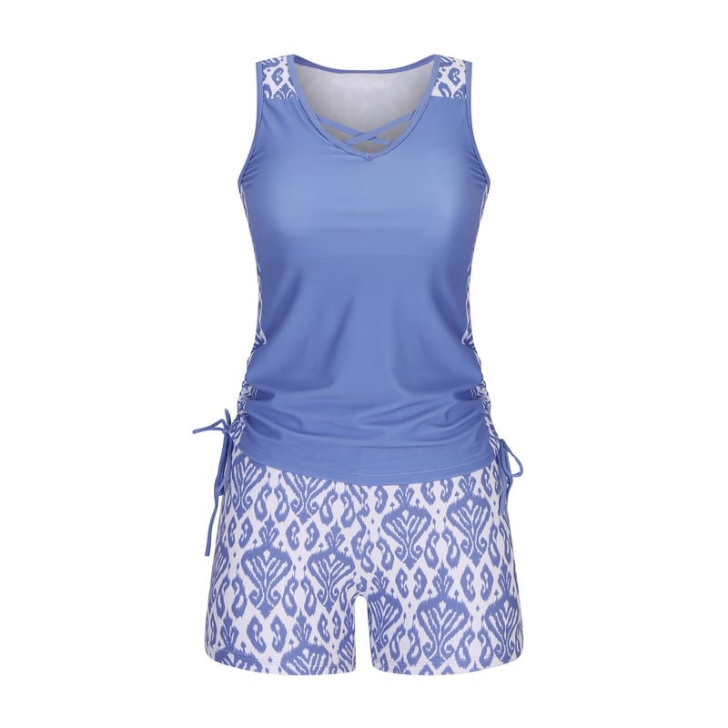 ⏰LAST DAY 60% OFF - Miraclesuit Women's Tummy Control Tankini Set with Built-In Bra – Flattering Boho Swimwear with Shorts🔥 Buy 2 Free Shipping