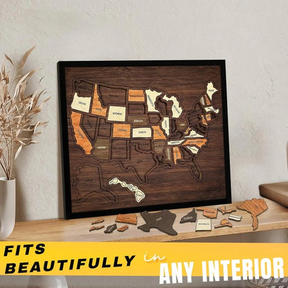 🔥Last Day 49% OFF -❤️Wooden USA Travel Map Puzzle🧩A Stylish Way to Track Your Journey & Memories