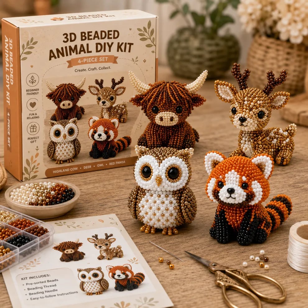 🏆Limited-time offer: 50% discount🧵✨Small 3D animal handmade set with beads