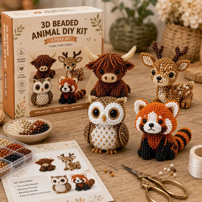 🏆Limited-time offer: 50% discount🧵✨Small 3D animal handmade set with beads