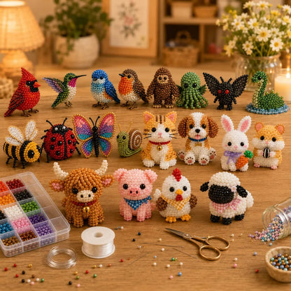 🏆Limited-time offer: 50% discount🧵✨Small 3D animal handmade set with beads