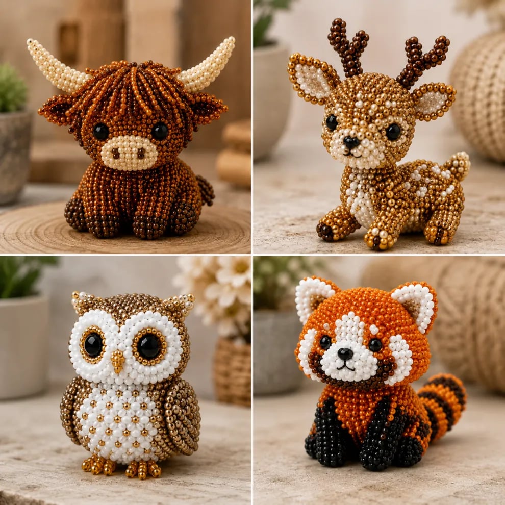 🏆Limited-time offer: 50% discount🧵✨Small 3D animal handmade set with beads