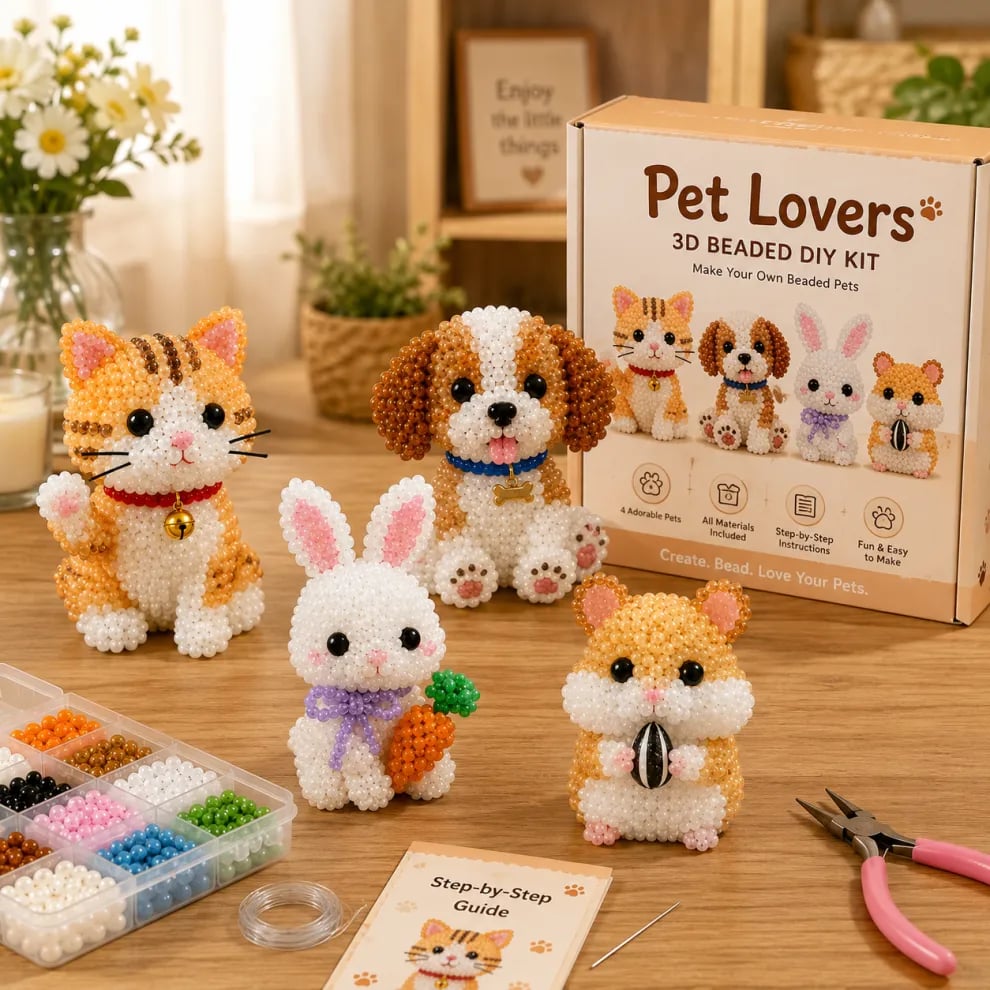 🏆Limited-time offer: 50% discount🧵✨Small 3D animal handmade set with beads