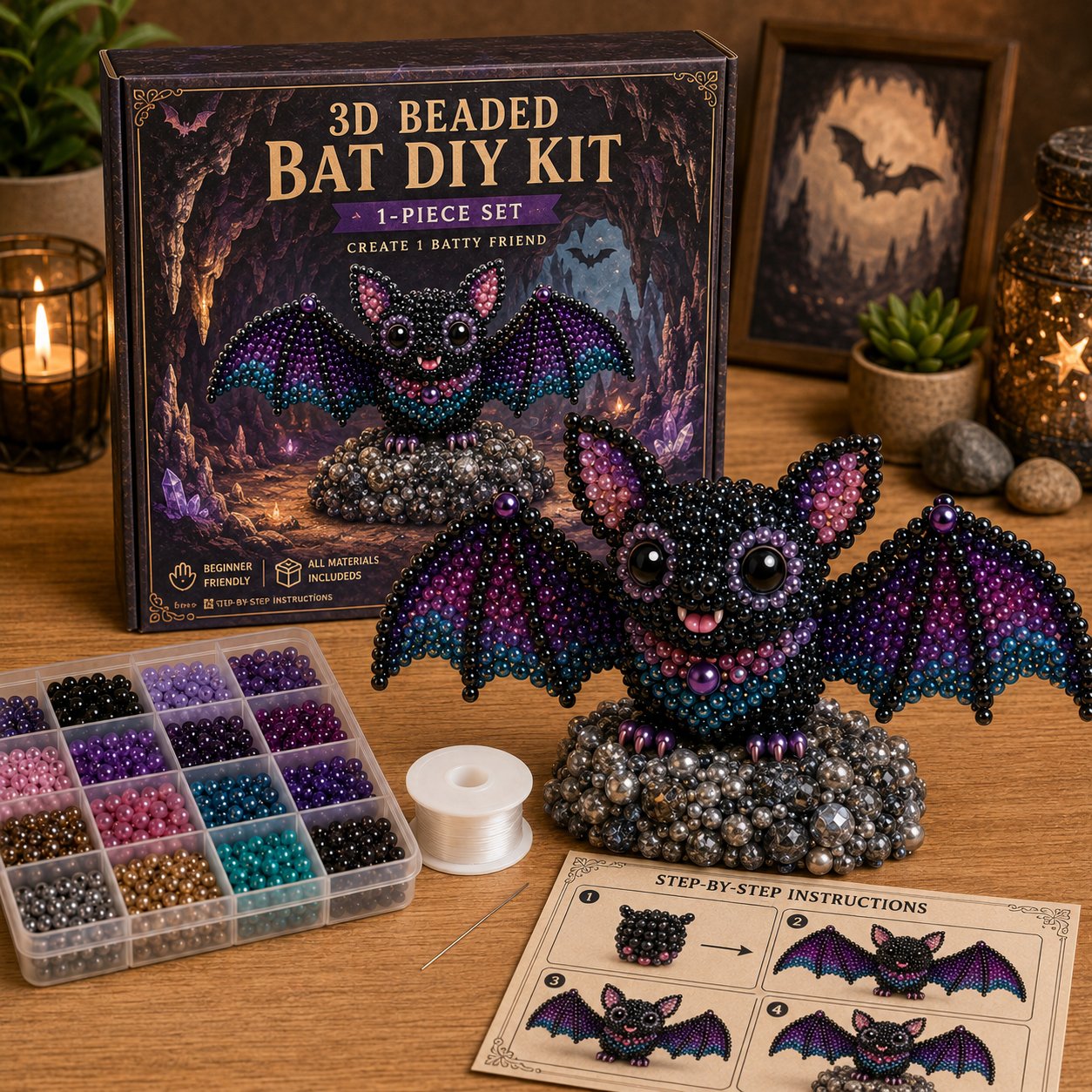 🏆Limited-time offer: 50% discount🧵✨Small 3D animal handmade set with beads