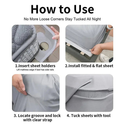🔥4-Pack Universal Heavy-Duty Bed Sheet Holder Straps No-Slip Peace of Mind