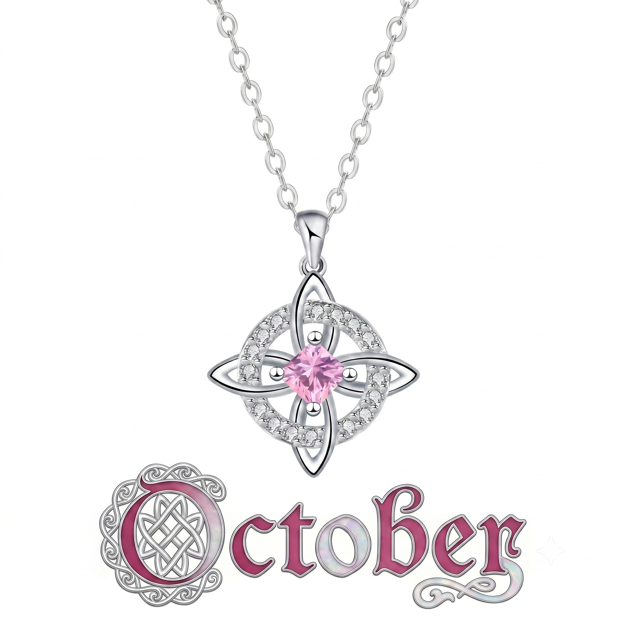 Mystical Birthstone Witches Knot Necklace – Natural Crystal🔮Protect Your Loved Ones💞