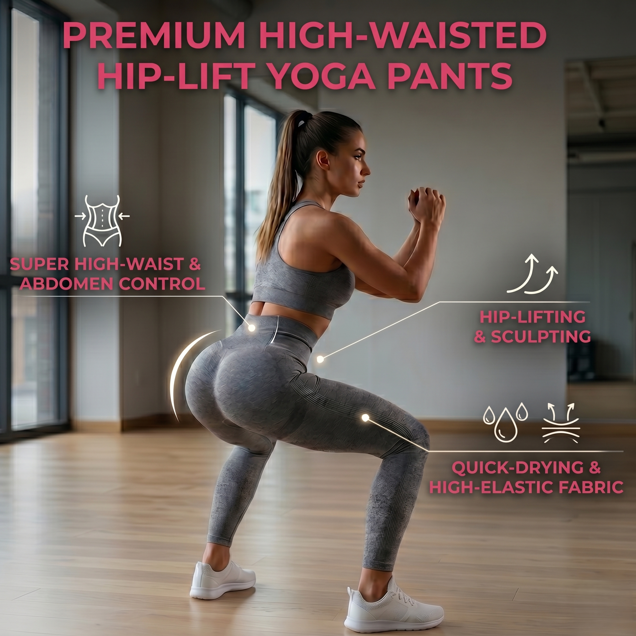 High Waisted And Hip Lifting Yoga Elastic Quick Drying Tight Pants