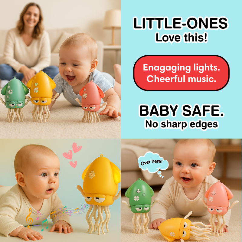 Ultimate Baby Sensory Companion: Musical Dancing Squid - Encourages Crawling & Visual Tracking